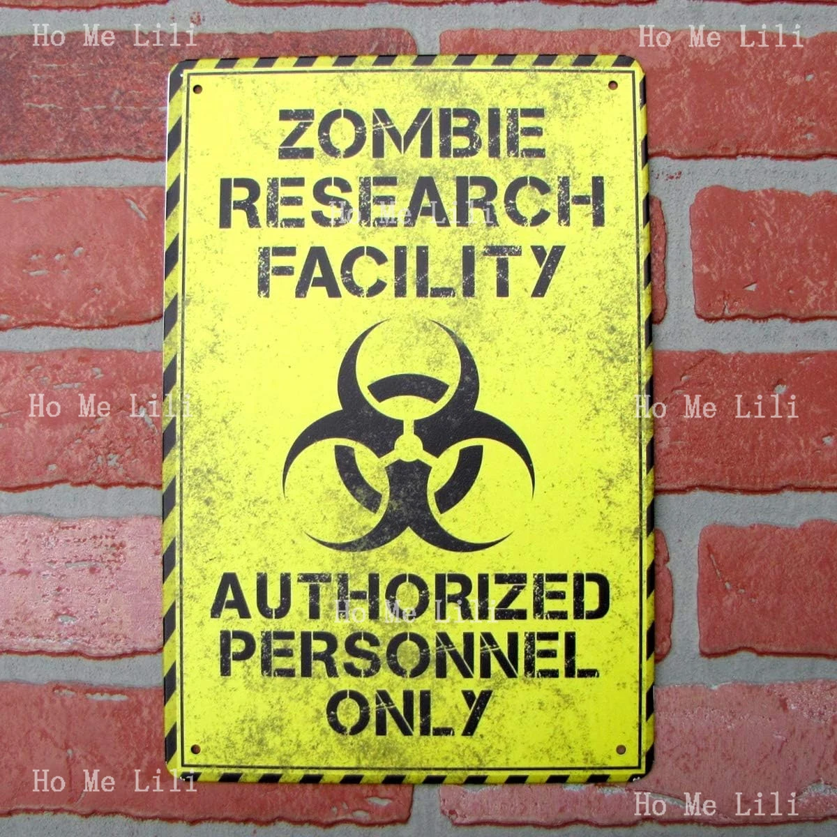 Metal Warning Zombie Research Facility Biohazard Wall Door Sign Garage Man Cave Party Decor