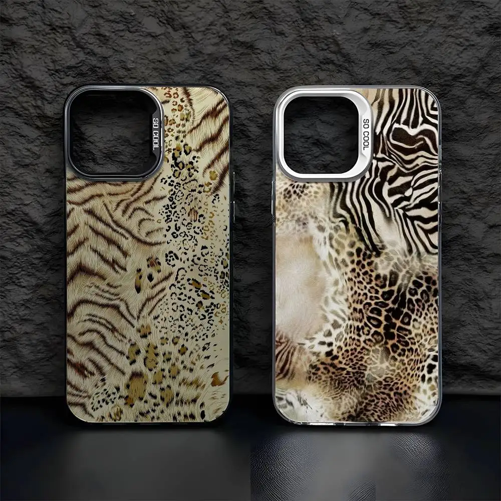 

Ins High Cold Leopard Print Phone Case For IPhone 17 16 15 14 13 12 11 Pro Max Air Multicolor Matte Laser Aurora Funda