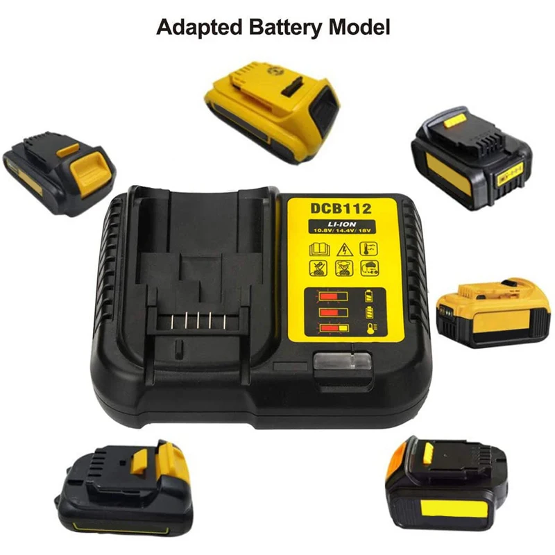 DCB112 Replacement Li-Ion Battery Charger for Dewalt Battery 12V 14.4V 18V 20V DCB200 DCB206 DCB205 DCB140