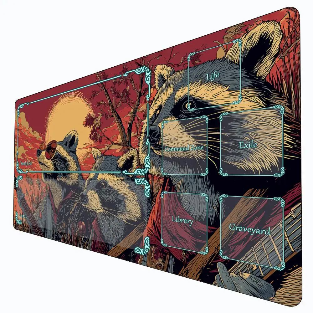 

Funny Raccoon Musician MTG Playmat Magic Card Battle Mat Non-Slip Durable 35X60CM Commander playmat Board Game Mat for TCG