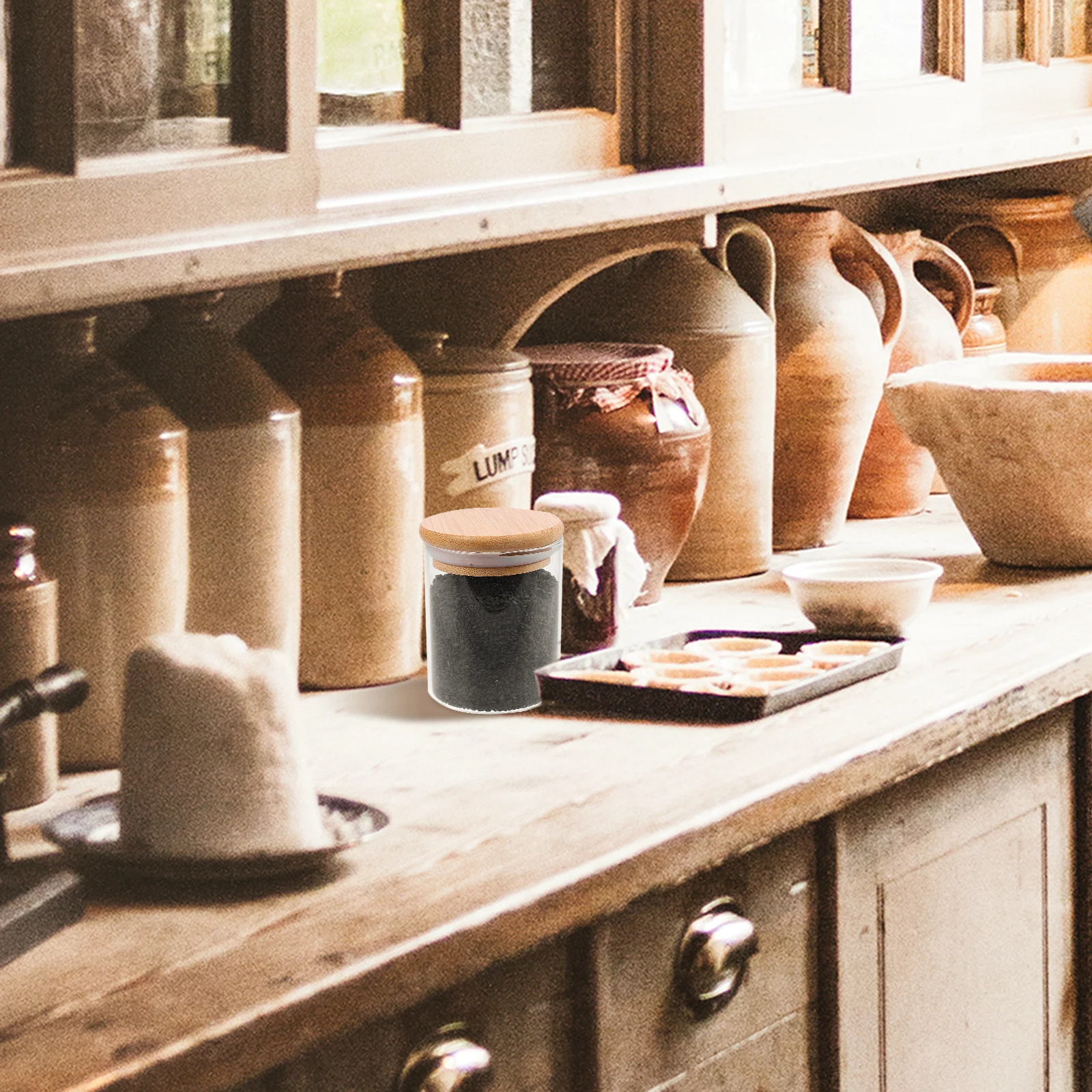 

1pc Airtight Food Storage Transparent Glass Container Kitchen Sealing With Sealing Ring Compact Size For Snacks Ingredients