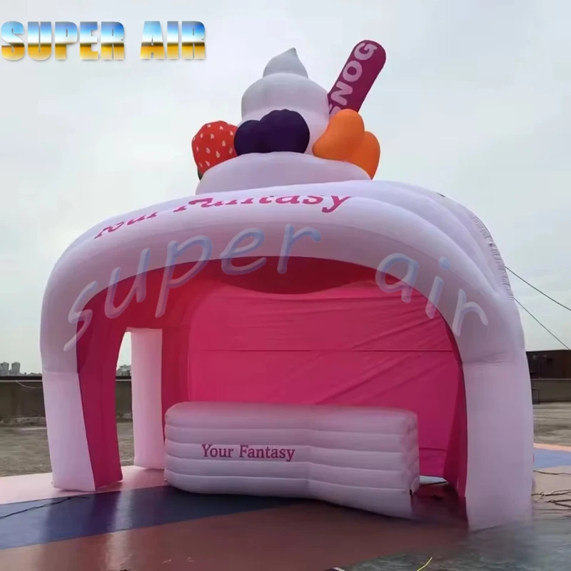 Magnifique support de concettion gonflable publicitaire, tente de crème glacée, magasin de friandises de carnaval gonflable pour fête