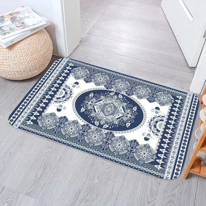 Boho Persian Rug Pattern Anti-Slip Absorbent Home Decor Kitchen Bath Entrance Door Mat Coral Velvet Carpet Doormat Bedroom Mats