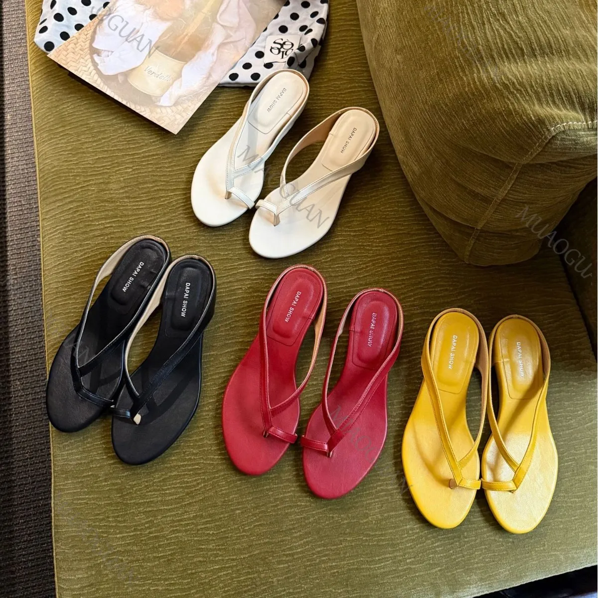 Mid Heels Women Flip Flops Elegant Summer Beach Vacation Ladies Slipper Cozy Casual Vacation Outside Fashion Sandals Slide Shoes