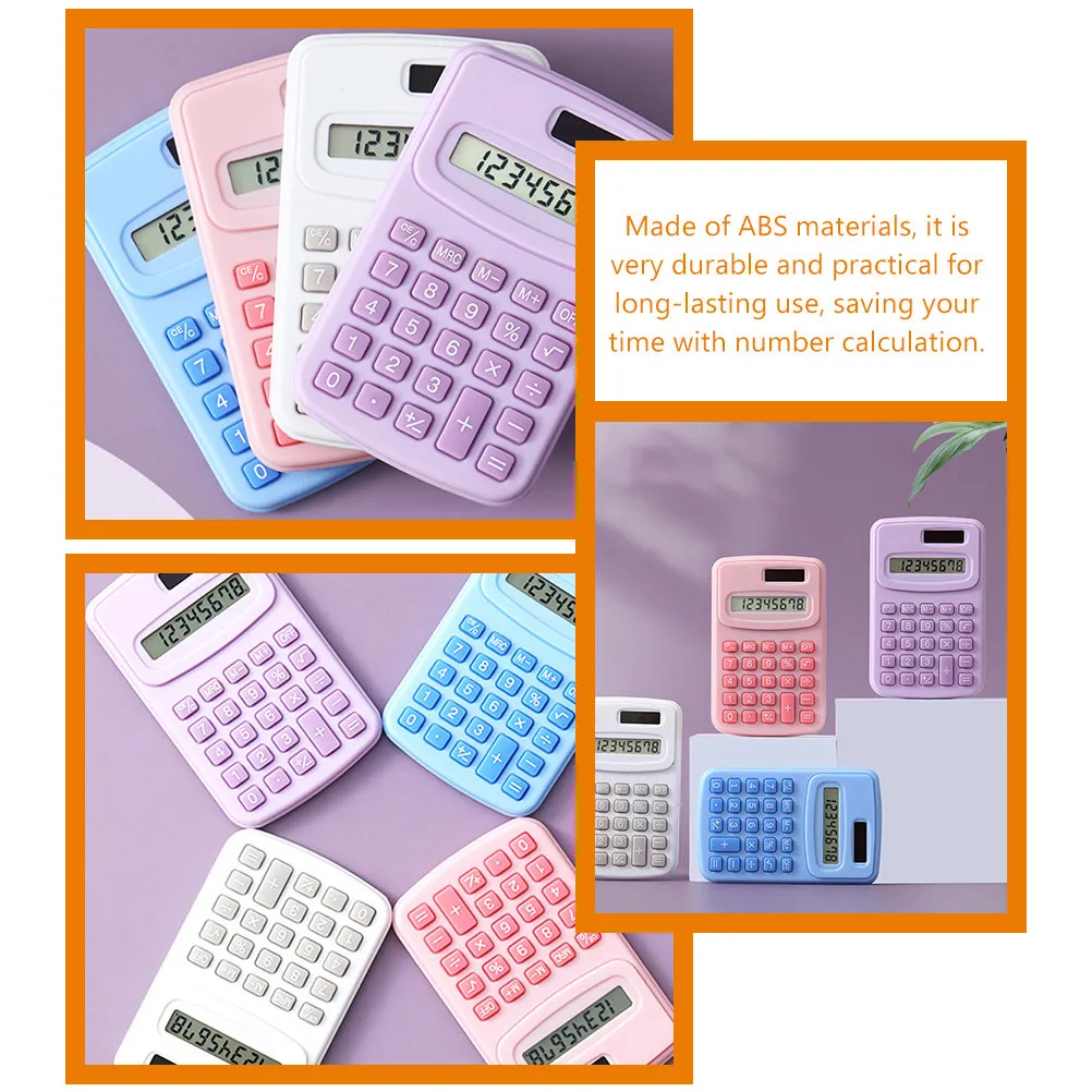 

Набор из 4 портативных электронных калькуляторов для студентов, школы и офиса: простые операции умножения и сложения