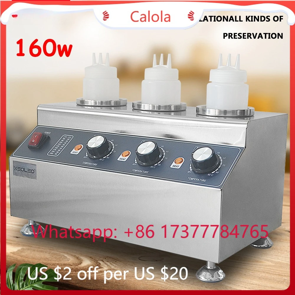 240W Triple Cylinder Chocolate Jam Heater Stainless Steel Milk Bottle Thermos Heating Machine