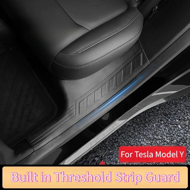 

Front Rear Door Sill Protector Cover Plate for Tesla Model Y 2024 Anti Kick TPE/ABS Bumper Welcome Pedal Guards Trim Inner Strip