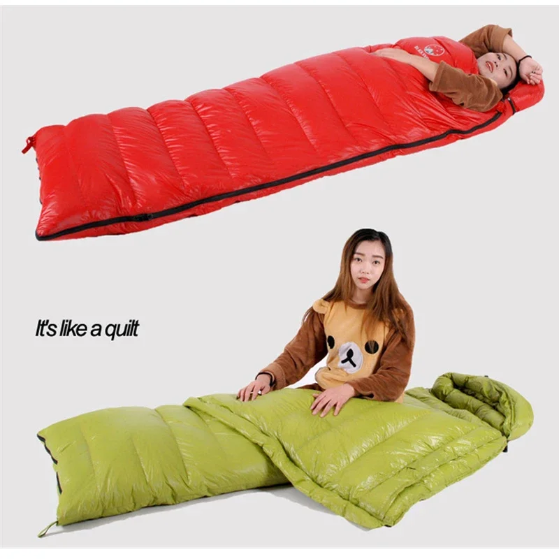 Size 225X90cm Lengthening And Widening Suitable For Tall People Good Quality White Goose Down Thermal Sleeping Bags Camping