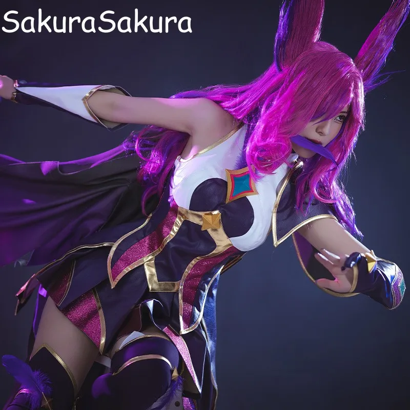 Xayah Cosplay Costume LOL Star Guardian Xayah New Version Women Dress Pre-sale Halloween Cosplay Fullset Suit With Cloak