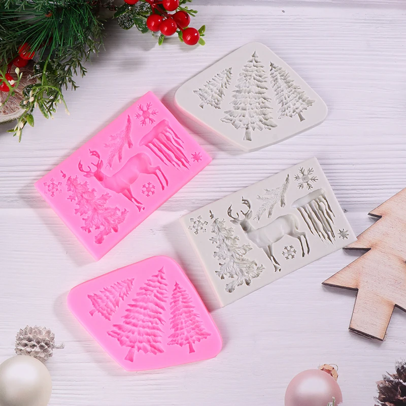 Christmas Tree Shaped Silicone Fondant Mold Kitchen DIY Cake Baking Tools Cupcake Chocolate Mold Polymer Clay Plaster Decoration