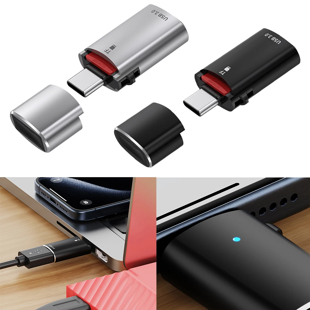 

2-in-1 Type-C To USB Adapter Connector 5Gbps Speed TF Card USB Drive Card Reader USB 3.0 OTG Adapter for iPhone 15