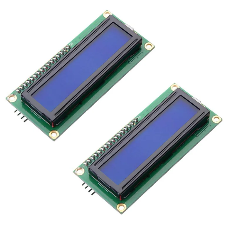 2개 HD44780 I2C 1602 LCD 디스플레이 모듈 (IIC TWI SPI 시리얼 인터페이스 어댑터 포함), 16x2 블루 백라이트 스크린, Arduino용 5V