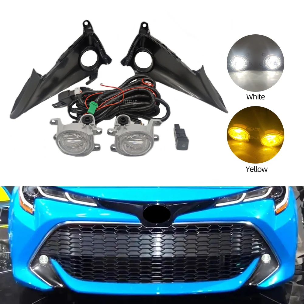 Светодиодный противотуманный фонарь переднего бампера для Toyota Corolla Hatchback 2019 2020 2021 2022, комплект жгутов проводов, крышка противотуманной фары Светодиодный противотуманный фонарь переднего бампера для Toyota Corolla Hatchback 2019 2020 2021 2022, комплект жгутов проводов, крышка противотуманной фары