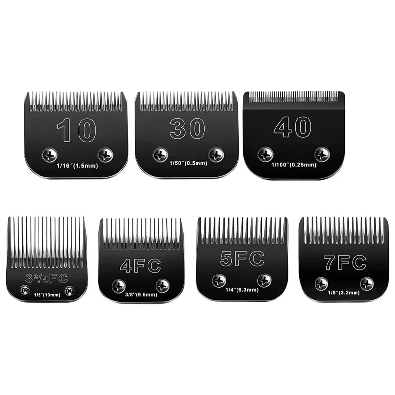 Black Detachable Pet Dog Grooming Clipper Stainless Steel Blades Set,Compatible with Andis,Oster A5,Wahl KM10 Series Clippers