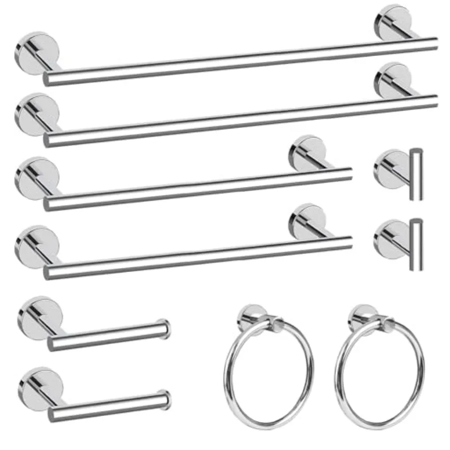 

Набор сантехнической фурнитуры для ванной комнаты, 2 упаковки по 5 предметов, включает держатель для туалетной бумаги 24 дюйма, держатель для полотенец 16 дюймов, кольцо для полотенец.