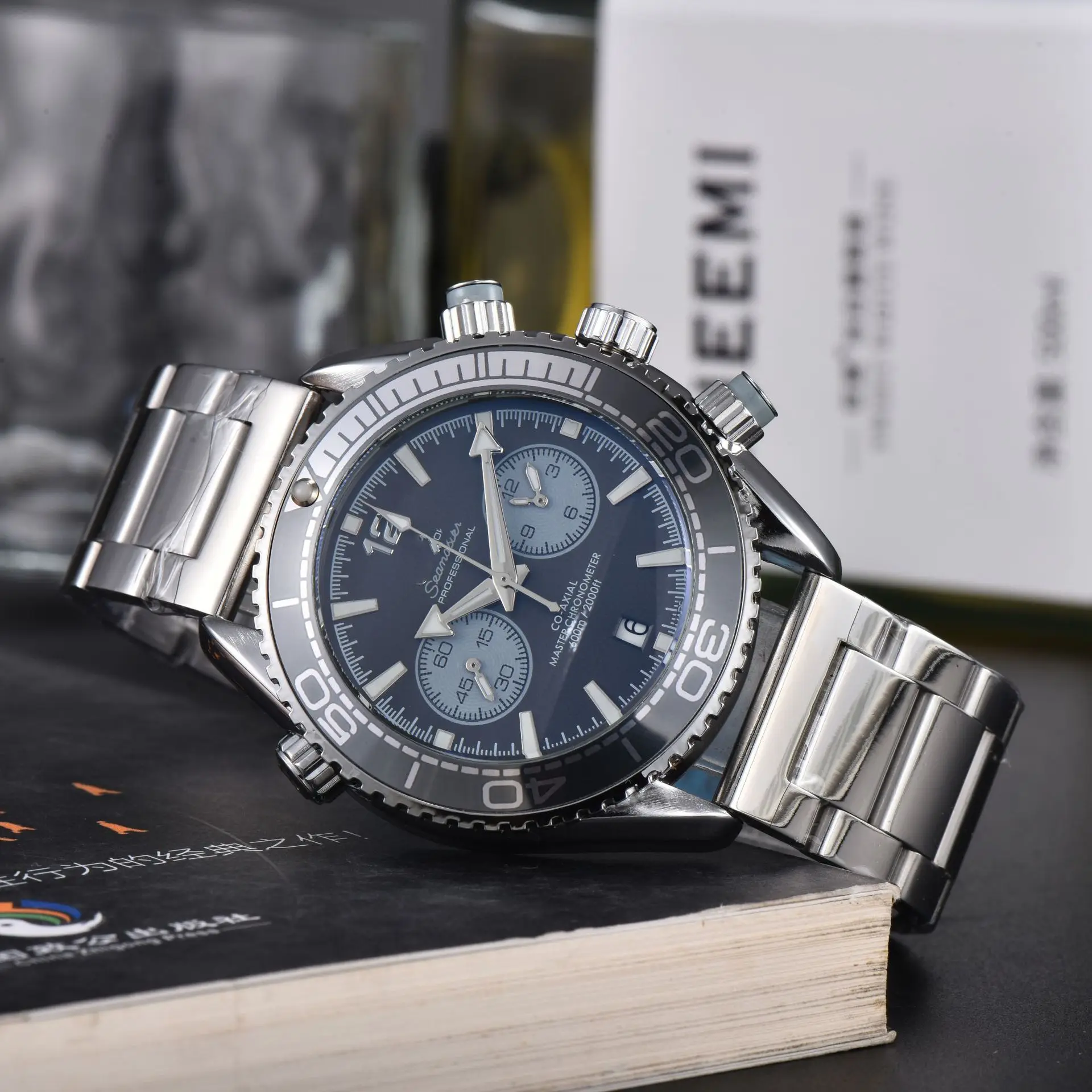 Classic Luxury Men Automatic Watch Multifunction Mechanical Wristwatch Rubber Strap Waterproof Week Date Watches Reloj Hombre