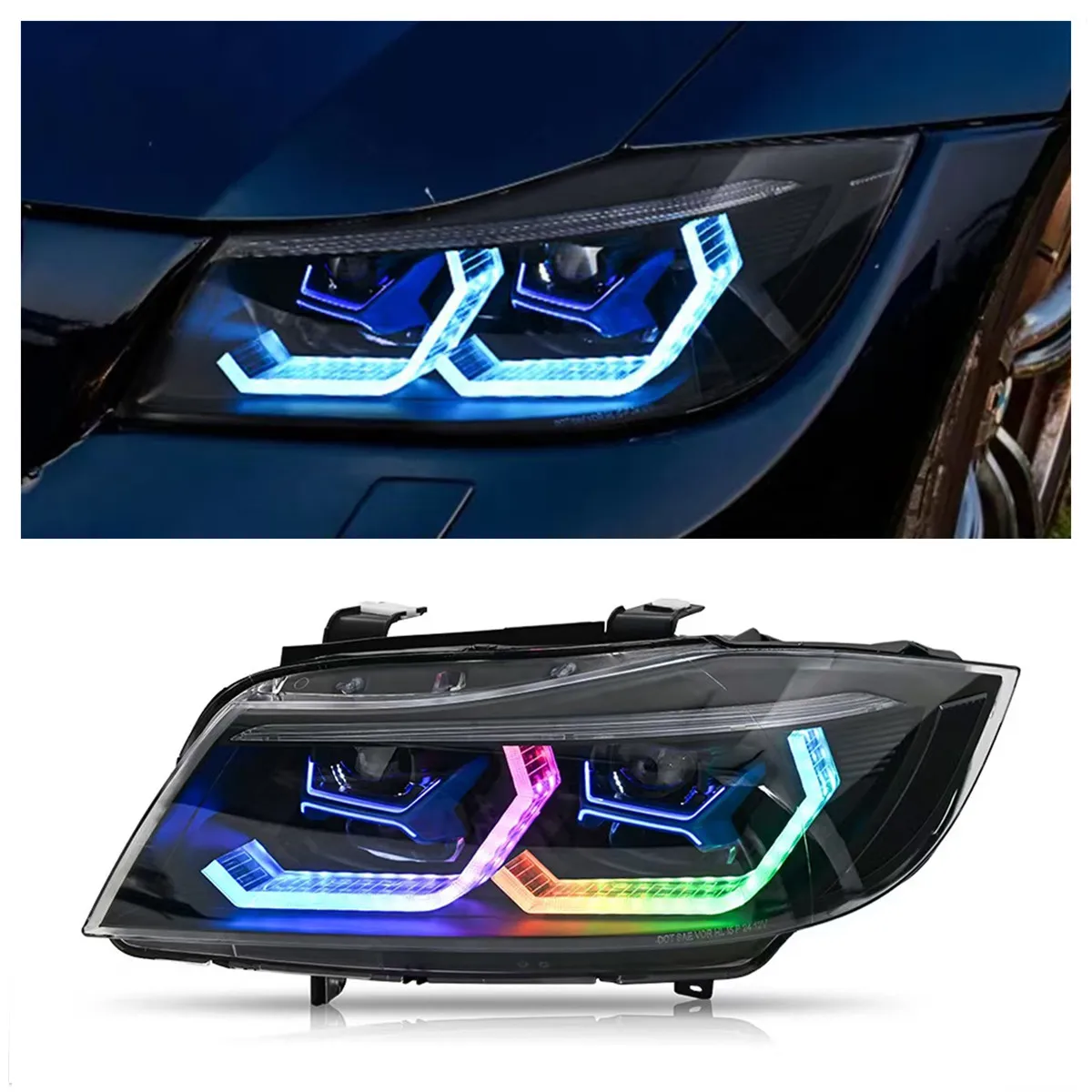 Pop Auto Lamp For BMW 3 Series E90 Headlights Assembly Modified LED With RGB Halogen Xenon Lights Upgrade