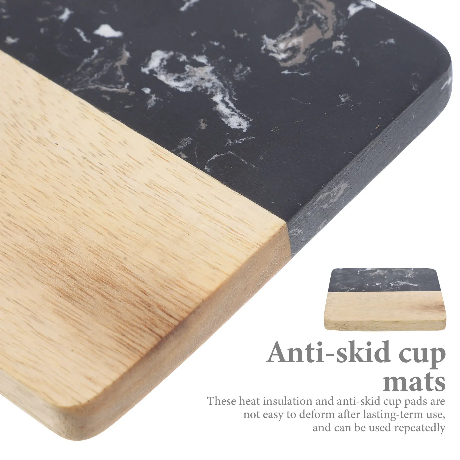 

4Pcs Marble Wood Coasters Heat Resistant Anti-Skid Cup Mats Protective Pads for Home Coffee Shop Kitchen Coasters Bulk