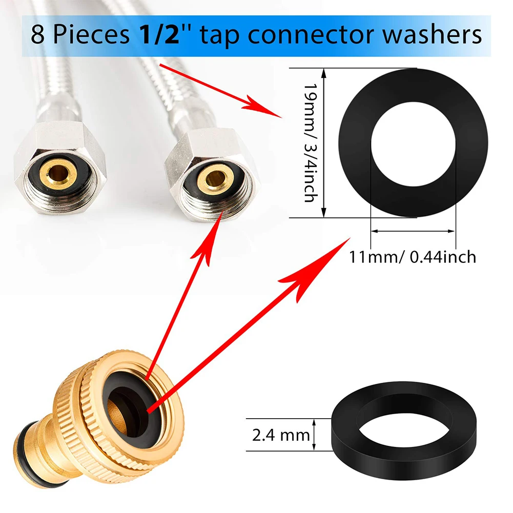 Prácticos anillos de sellado para el hogar, 1/2\'\'ou 3/4\'\'', 16 Mm, juntas tóricas, 26 */juego, arandela de manguera negra/blanca para montaje de jardín