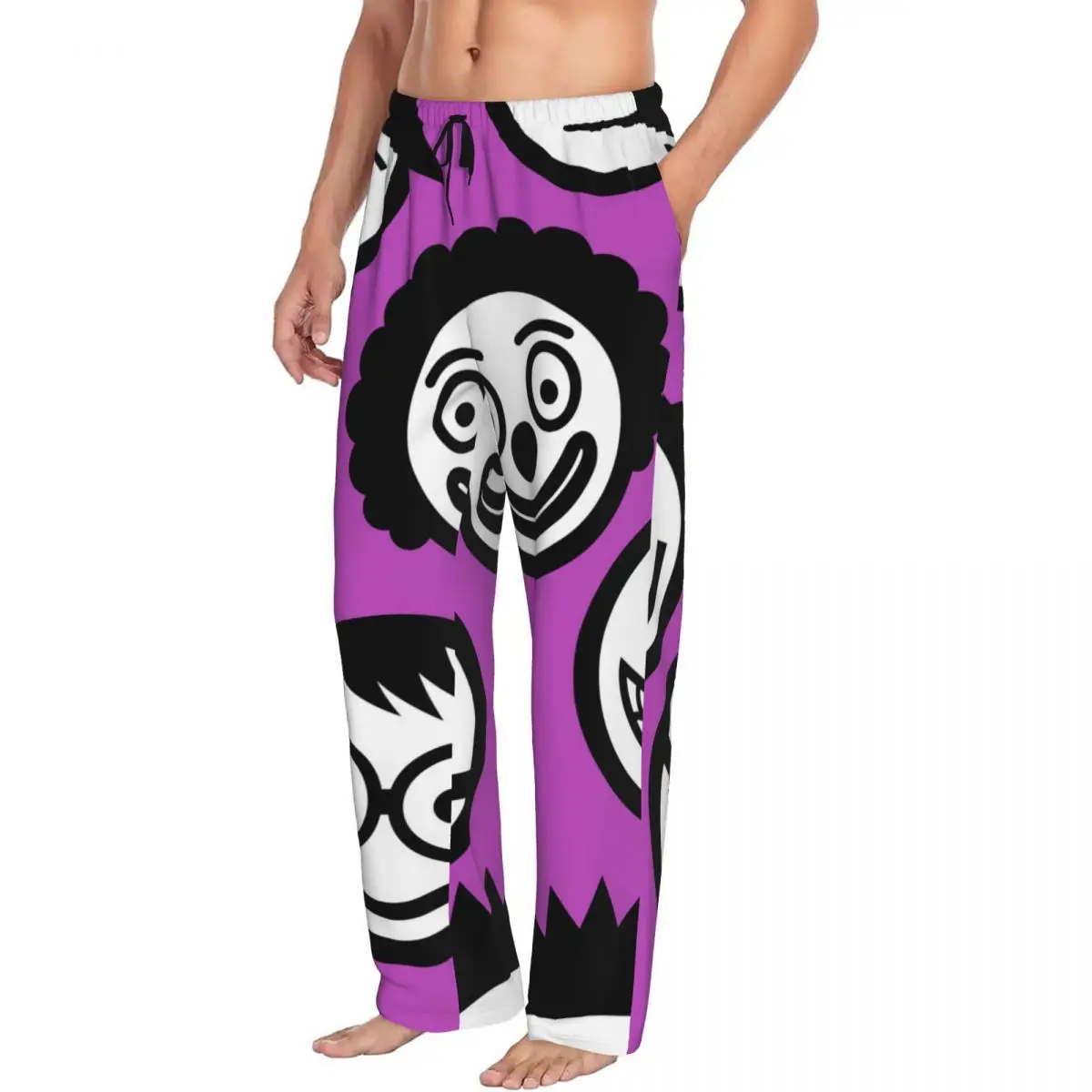 Custom Printed Men's Pajama Pants Funny Human Heads Sleepwear Sleep Lounge Bottoms with Pockets