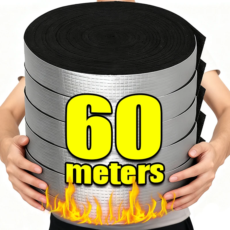 Bandes isolantes pour canalisations d'hiver, 60/10M, papier d'aluminium en mousse, antigel, Protection incendie, imperméable, auto-adhésif, manchon de bande pour tuyaux