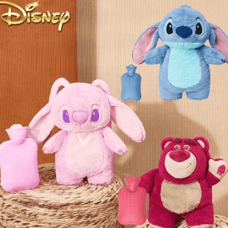 Disney Stitch Angel Lotso peluche a mano bottiglia calda di Acacia calda inverno portatile borsa a mano calda