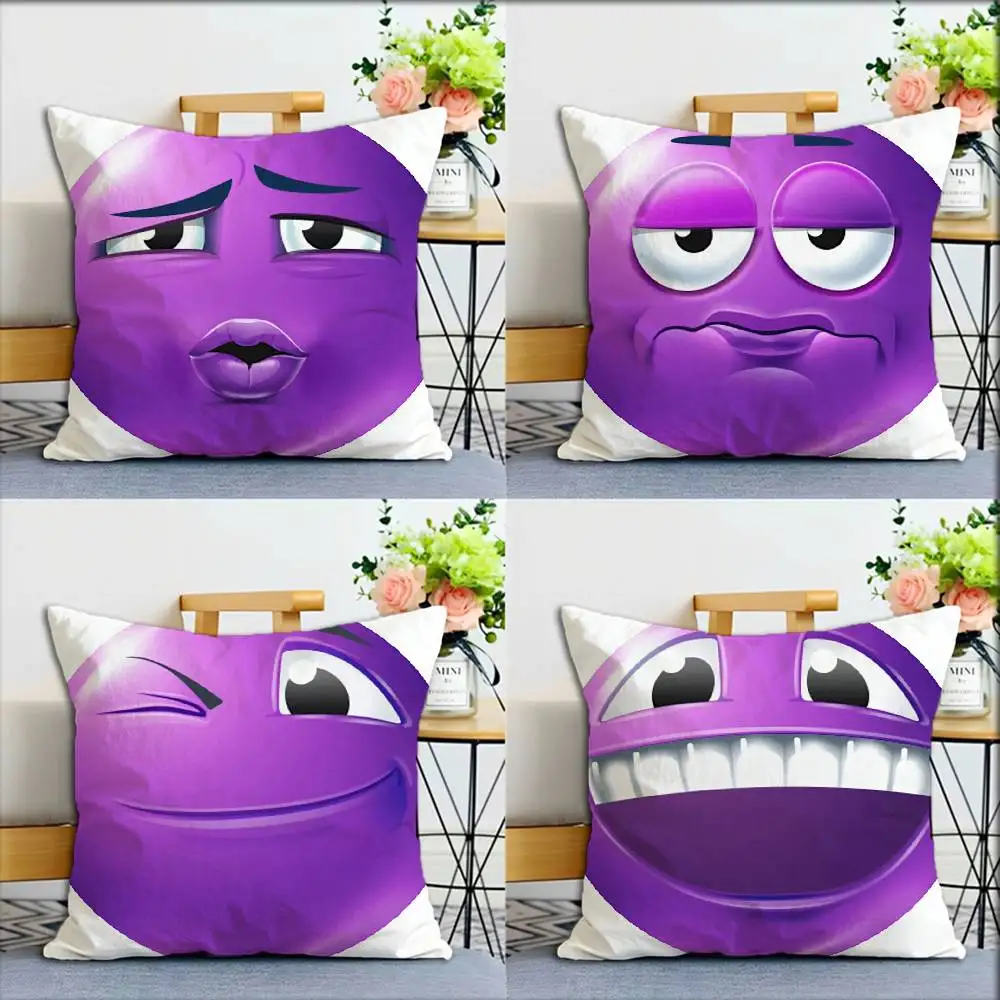 

P-Purple Emoji World Various Sizes Square Pillow Case For Car Home Bedchamber Decor