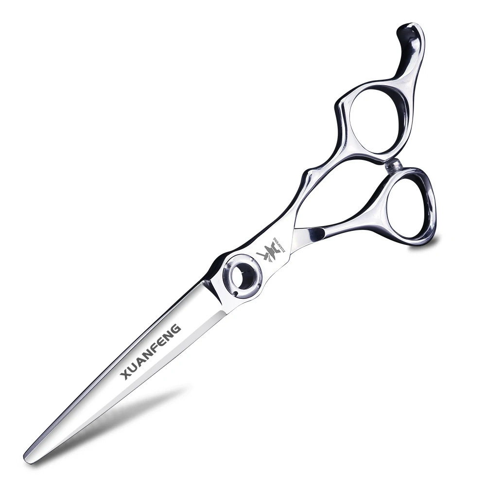 XUANTENG 6-inch Silver Hollow Hair Scissors VG10 Steel Barber Scissors 62HRC Hardness Cutting Scissors and Thinning Scissors