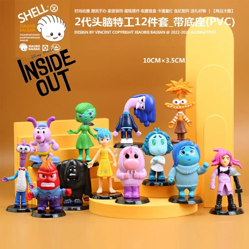 

12pcs Disney Inside Out 2 Doll Anime Figure Joy Sadness Model Car Desktop Decoration Ornament Kids Toys for Men Women Xmas Gifts