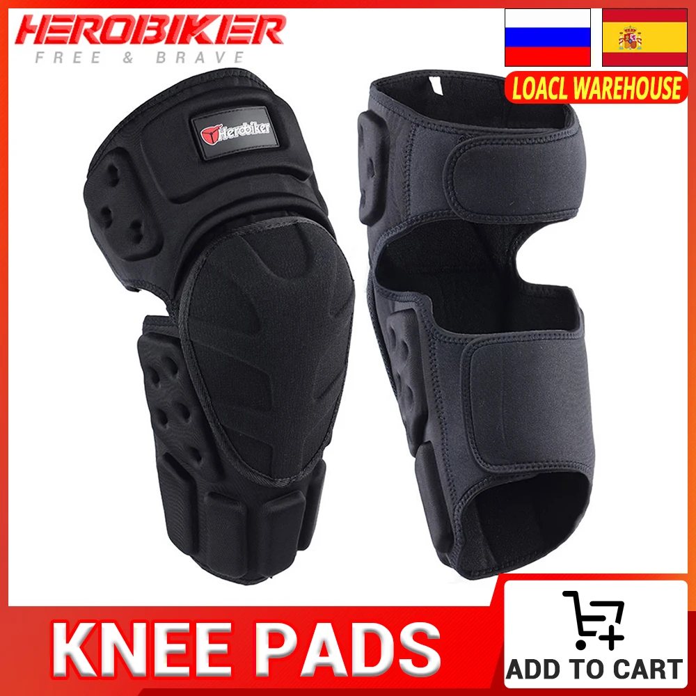 

HEROBIKER Motorcycle Knee Pads Motocross Knee Protector Guard Moto Knee Protector Protective Gear Motorbike Ridng Knee Black