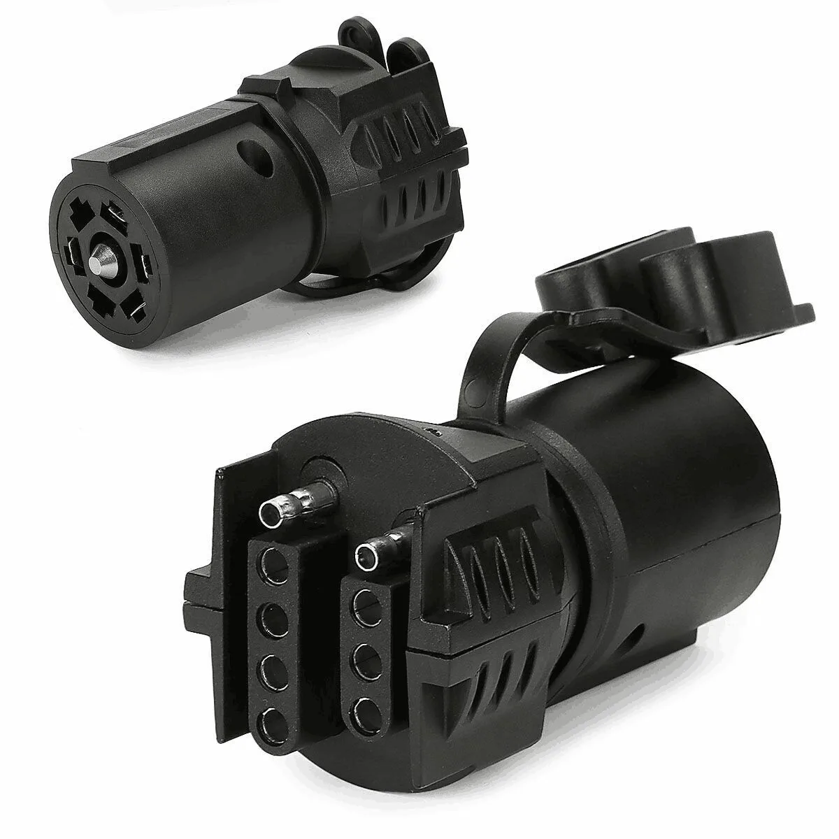 7 WAY ROUND TO 4 PIN TRAILER WIRE LIGHT ADAPTER PLUG RV AUTO BOAT Connector