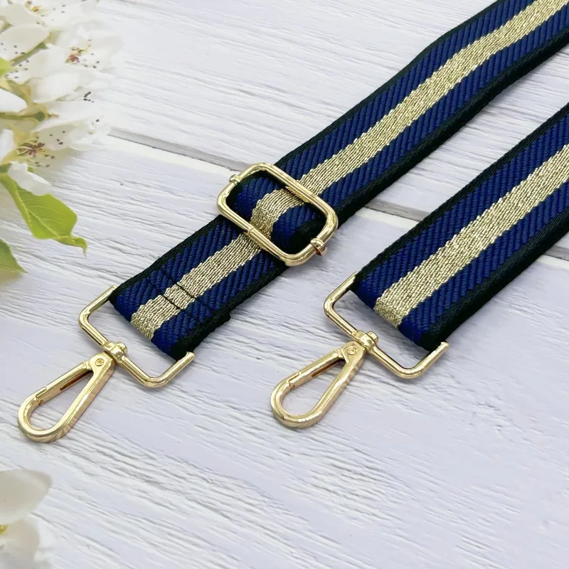 New Cross Border Leisure Versatile Bag Strap 3.8cm Gold Stripe Bag Shoulder Strap Replaceable Adjustable Bag Strap