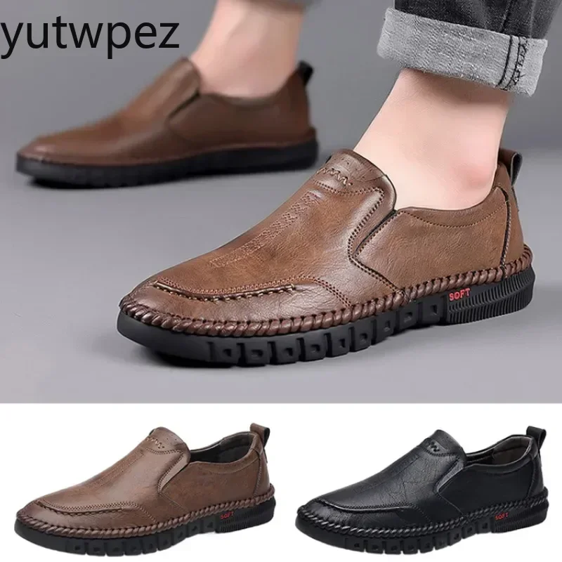 Official Board-Shoes Men's Hand Stitched Genuine Leather Slip on Shoes Business Formal Occasion Wedding Party Footwear Leisure