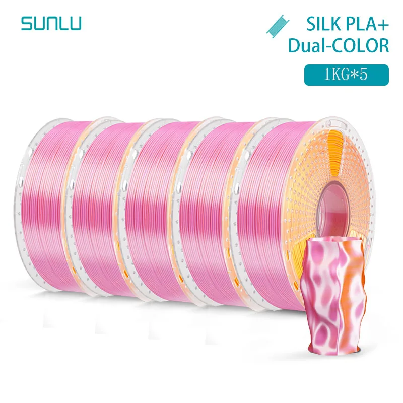 SUNLU 5KG ZIJDE / Dual / Triple / Vier kleuren 3D-printerfilament 1,75 mm 1000 g spoel (2,2 lbs) Netjes filament Geschikt voor de meeste FDM-printers