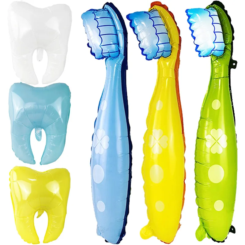 Tooth Toothbrush Balloons 5 Pieces Tooth Brush Balloon Boys or Girls Baby Shower Dentist Graduation Birthday Party Decorations