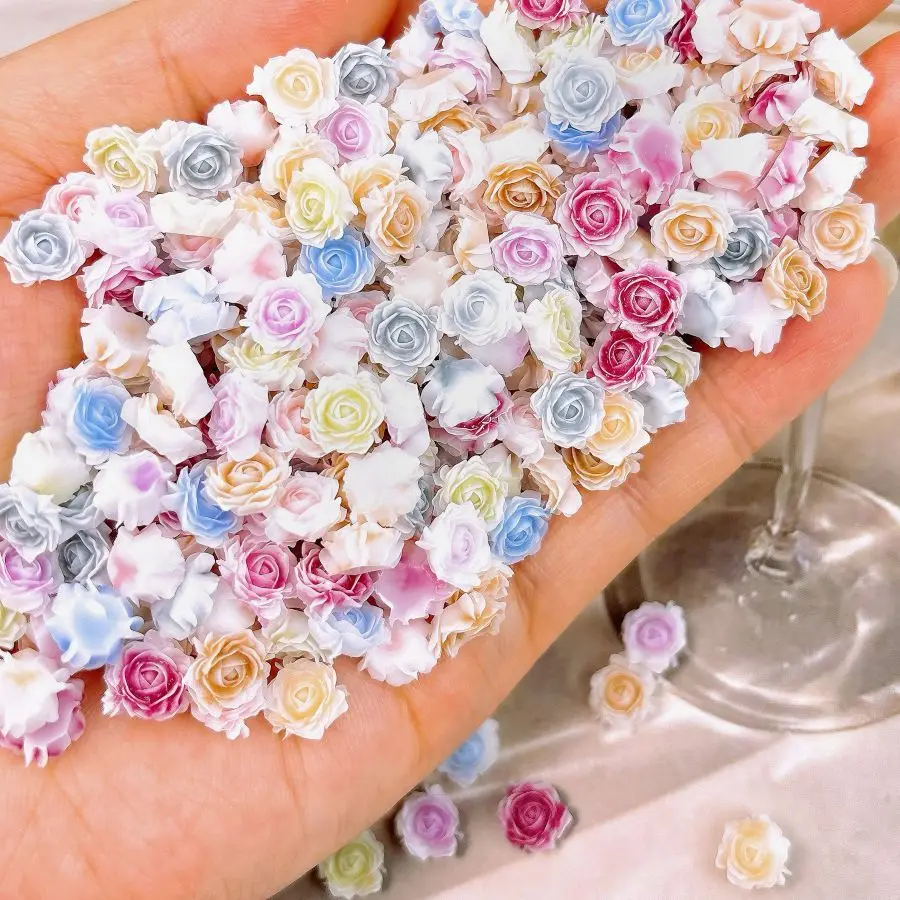 50 pçs resina rosa seca rosa arte do prego jóias diy decoração acessório brincos hairpin caso do telefone móvel resina decoração da arte do prego