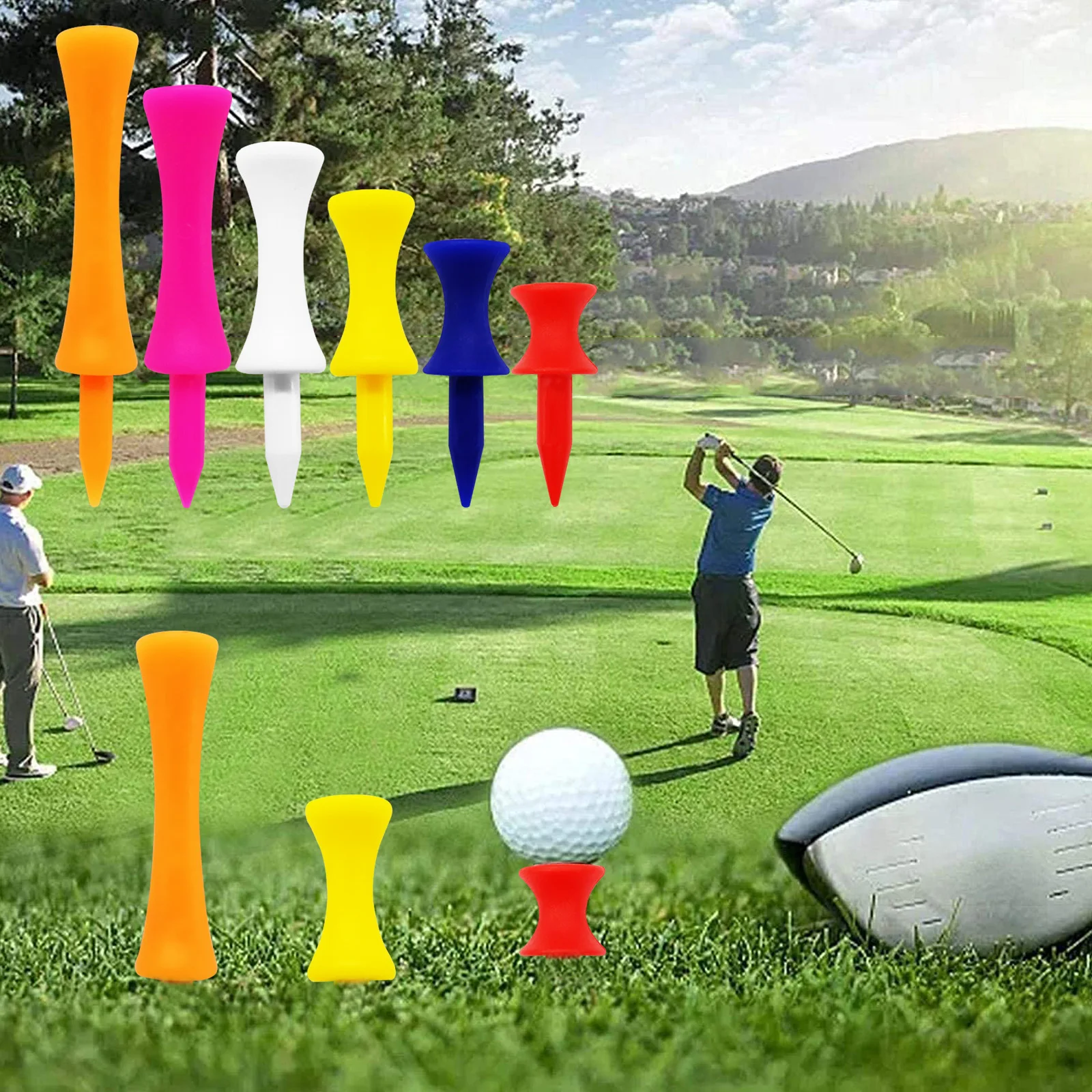 

Golf Tees Plastic Unbreakable Step Down Value 50 Pack,Reusable Bulk Professional Height Control Castle Tee for Practice