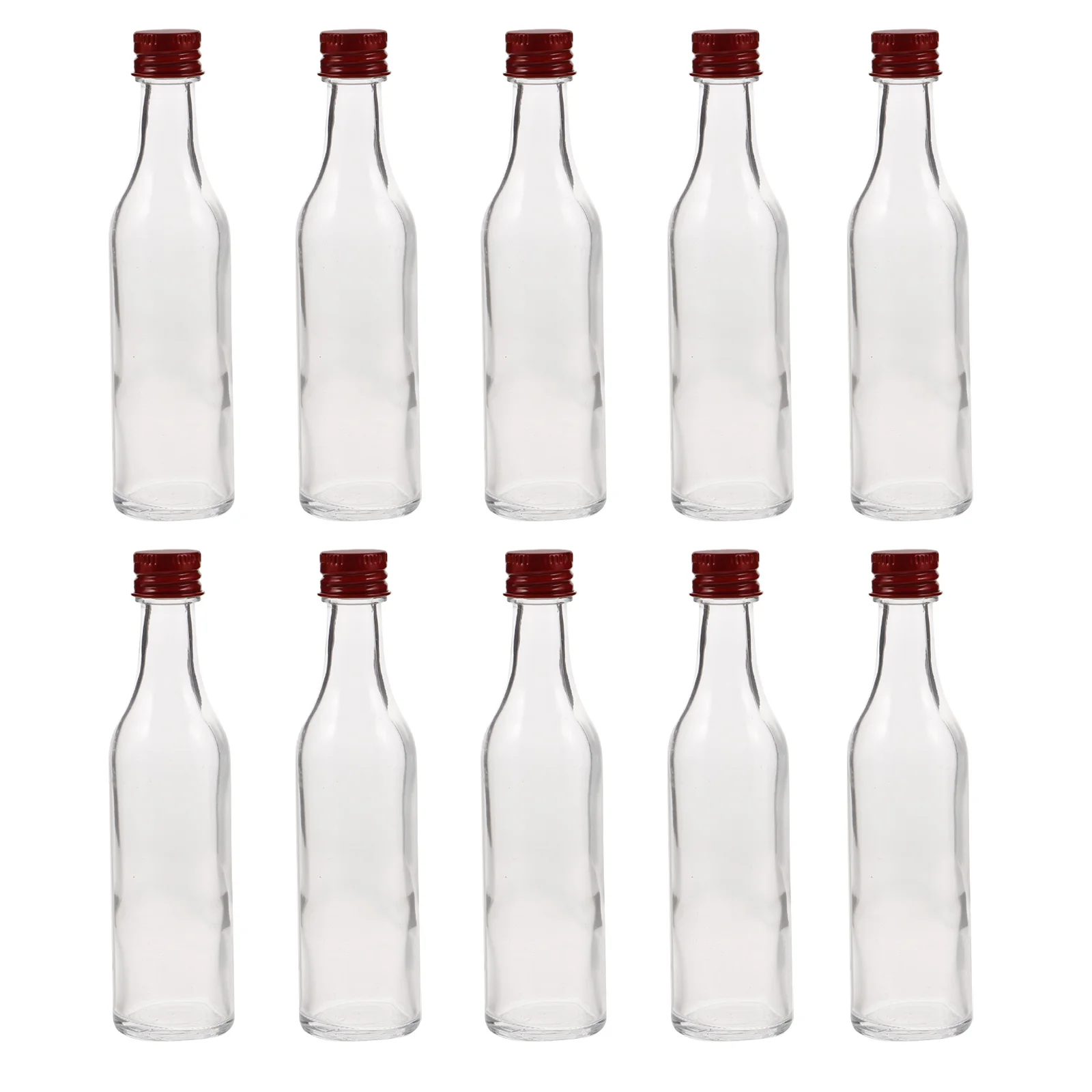 

10Pcs Small Glass Bottles 50Ml Transparent Leakproof Liquid Vials Easy Carry Compact Containers for Essential Oils Medicines