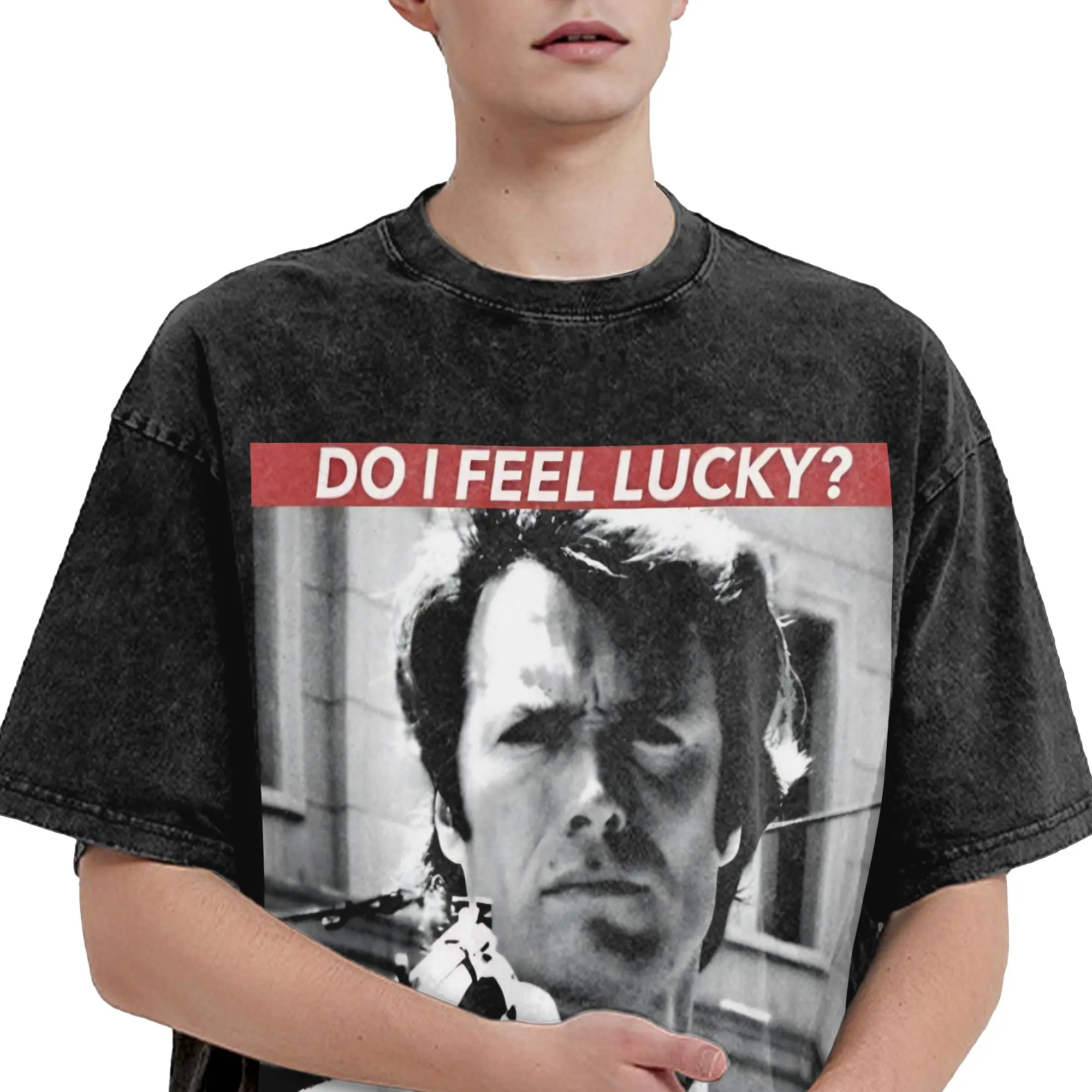 Dirty Harry Clint Eastwood T Shirt Hip Hop Washed Cotton Street T-Shirts  Novelty Men Women Streetwear Printed Tee Shirt