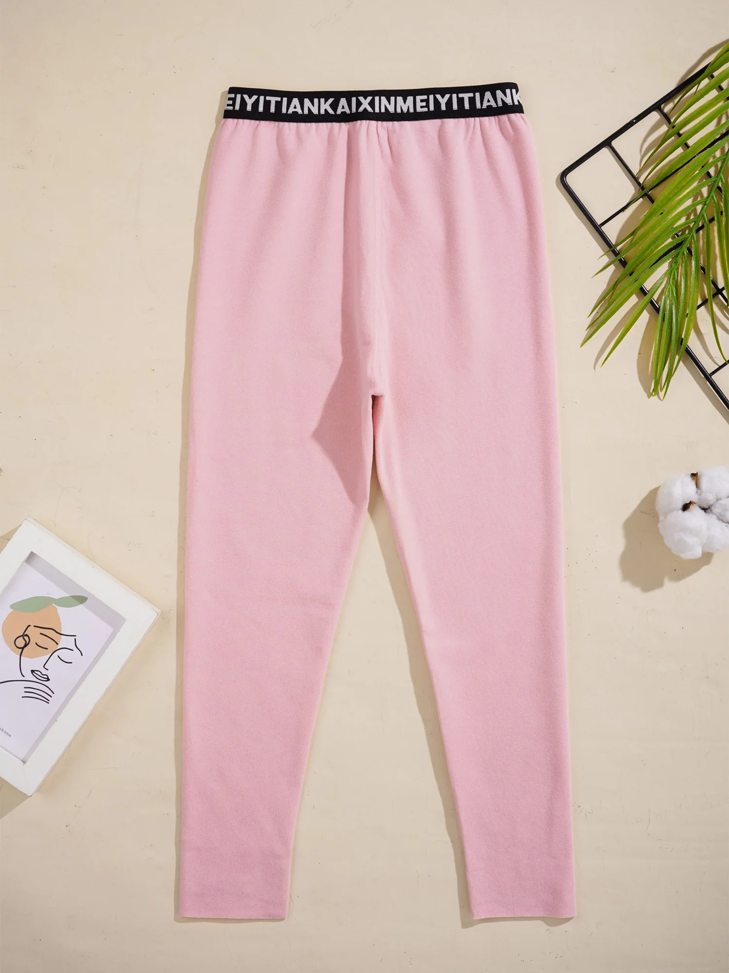 Kids Girls Boys Leggings Thermal Pants Letter Printed Elastic Mid Waist Warm Trousers Autumn Winter Casual Children's Pant 2022