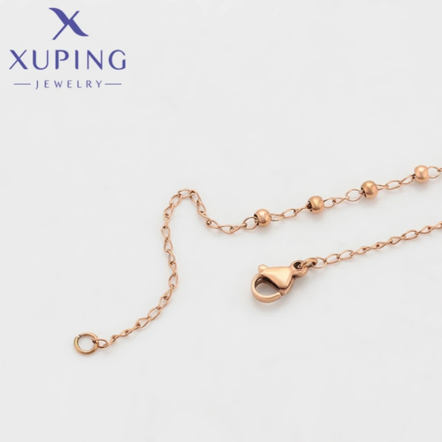Xuping Jewelry Fashion Stainless Steel Circular Rose Gold Color Chains Necklace for Women Men Christmas Party Gift T000928166
