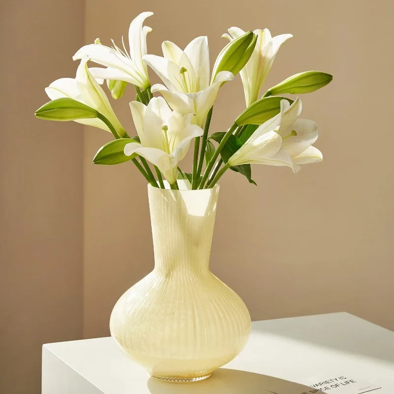 big belly glass vase ornament light luxury high sense living room desktop flower arrangement decoration flower device