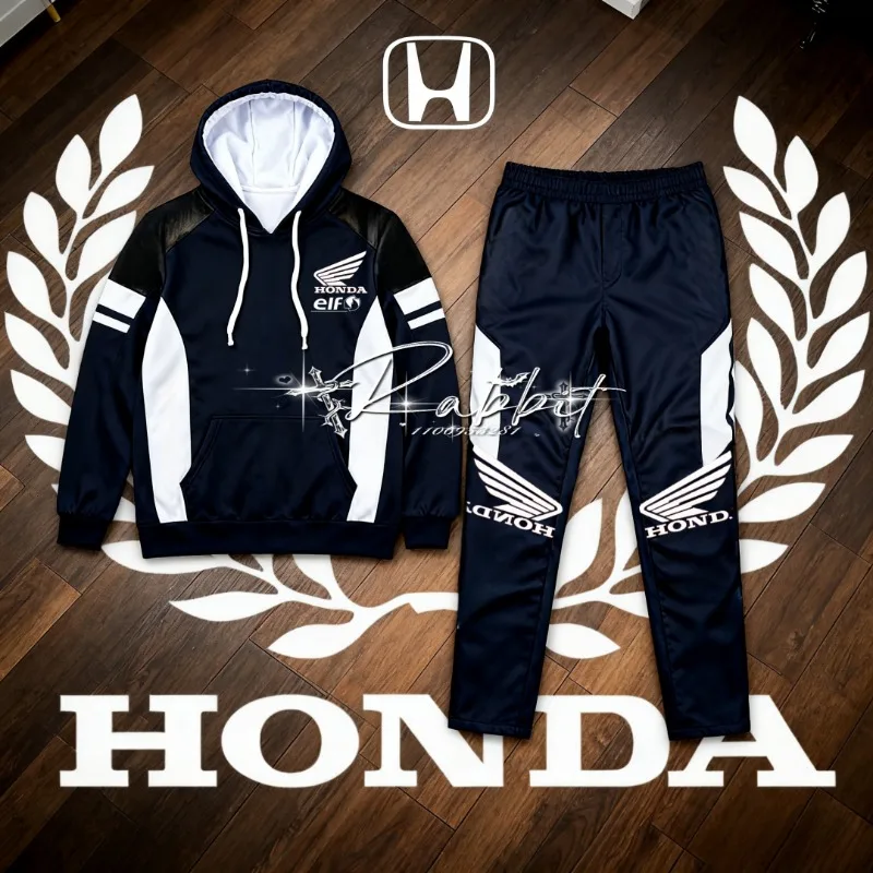 Nowy zestaw motocyklowy Honda Racing na jesień/zimę 2026, męski komplet MOTO dla entuzjastów off-roadu, bluza z kapturem i spodnie, dwuczęściowy zestaw.