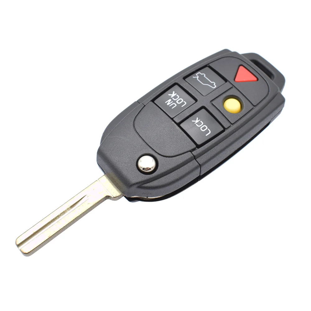 Car Remote Key Shell Case For VOLVO S60 S80 V70 XC70 XC90 Replacement Fob Case 5 Button with Uncut Blade 2004 - 2009