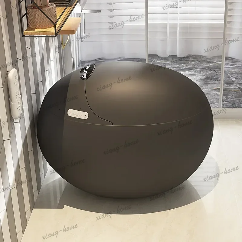 Round black smart toilet egg type, household bathroom, creative color smart toilet