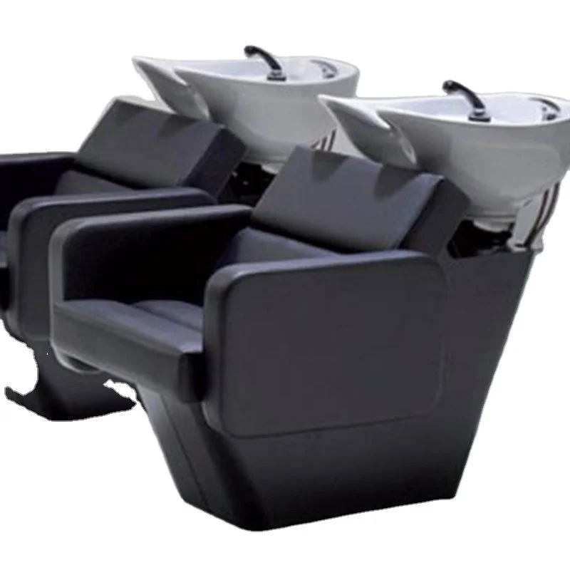 Black Comfortable Shampoo Bowl Simple Type Hair Washing Product Retro Design Salon Shampoo Chair