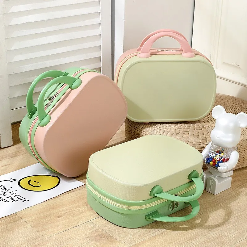 

Mini suitcase round small fresh solid color 14 inch suitcase cosmetic case small light suitcase high quality storage suitcase