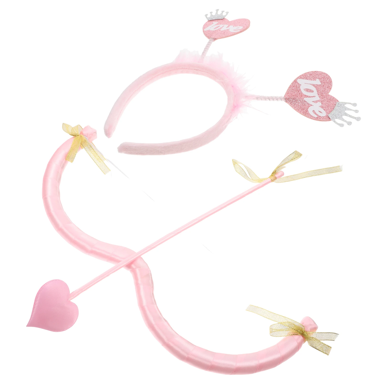 

1 Set Cupid Bow Arrow Headband Valentine'S Day Party Costume Decorative Accessory For Cosplay Role Play Unique Set With Heart