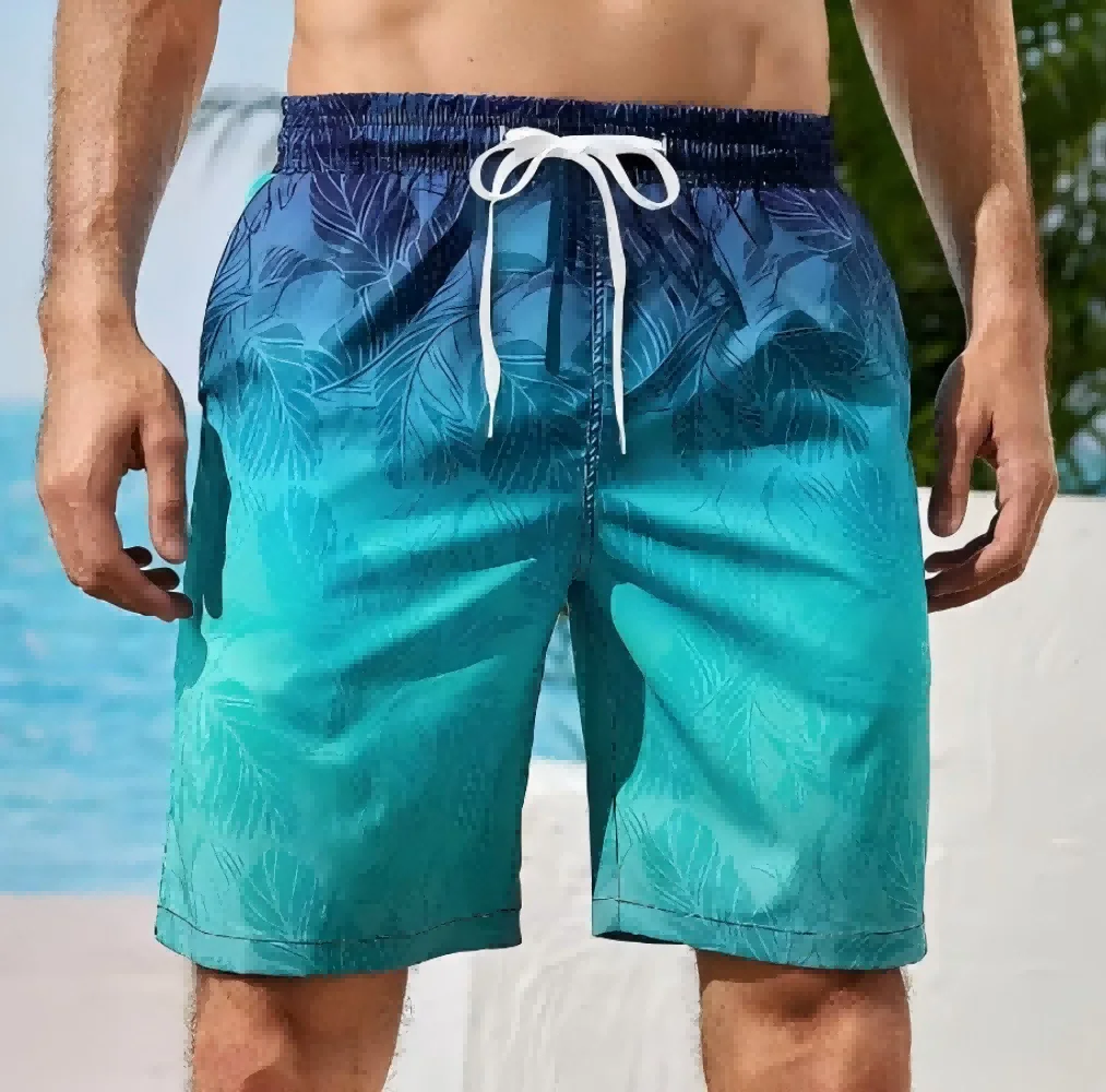 Mens Swim Trunks with Mesh Lining Side Pockets Solid Beach Shorts Quick Dry Lightweight Drawstring Board Shorts Summer Swimwear
