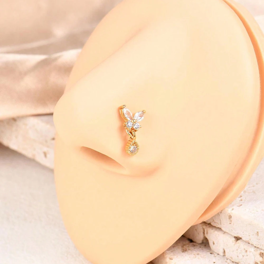 20G حلقات الأنف المتدلية، الفولاذ المقاوم للصدأ على شكل حرف L مجوهرات ثقب الأنف المتدلية، حلقات الأنف للنساء والرجال